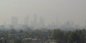 london skyline with thick grey smog